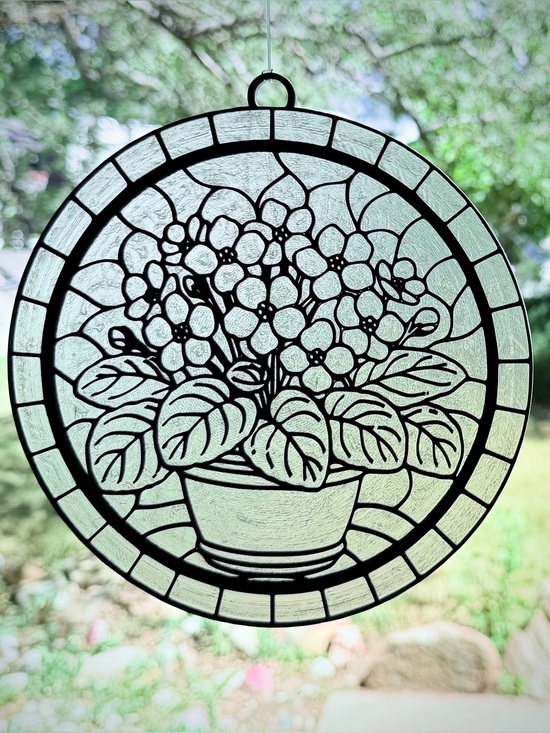 Imagesinthewind Studios Other - African Violets Suncatcher, Color Your Own Stained Glass Acrylic Window Decor